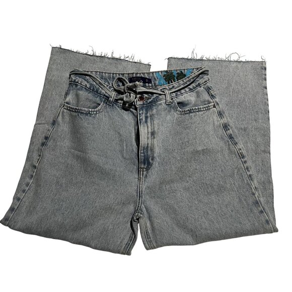 Bluesteel Women's Light Wash High-Waisted Straight-Leg Jeans With Raw Hem - Picture 1 of 10